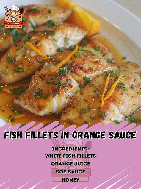 🍊 Experience the zest of Fish Fillets in Orange Sauce! #SeafoodLovers #CitrusFlavors Fish Fillets in Orange Sauce Ingredients: White fish fillets (4) Orange juice (1 cup) Soy sauce (2 tbsp) Honey (2 tbsp) Cornstarch (1 tbsp) Water (2 tbsp) Garlic (2 cloves, minced) Olive oil (2 tbsp) Salt and pepper (to taste) Orange zest (1 tsp) Instructions: Season fish fillets with salt and pepper. Heat olive oil in a pan over medium heat, cook fish until golden and cooked through. Remove fish from the... Cook Fish, Fish Recipes Baked, Fish Fillets, Growing Older, Orange Sauce, Daily Recipes, White Fish, Orange Recipes, Fish Fillet