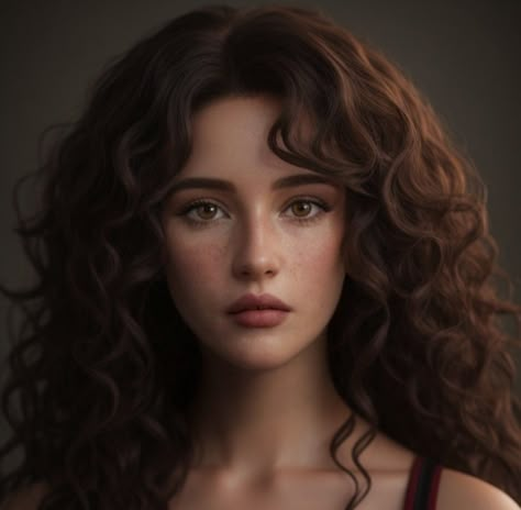 Brown Curly Hair, Female Character Inspiration, Digital Portrait Art, Face Characters, American Beauty, Malbec, Digital Portrait, Character Portraits, Book Characters