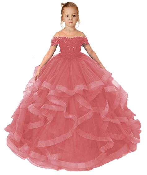 Prom Dresses For Kids 11-12, Dress For Kids 11-12 Wedding, Ball Gowns For Kids, Kids Prom Dresses, Long Flower Girl Dresses, Long Sleeve Ball Gowns, Girls Ball Gown, Tulle Flower Girl Dress, Fluffy Skirt