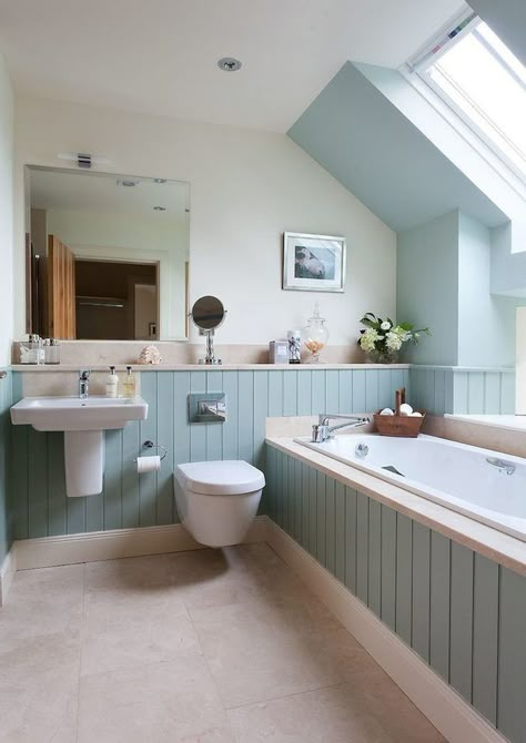 Tongue And Groove Bathroom, Bathroom Panelling, Neutral Bathrooms, Bathroom Cottage, Aqua Bathroom, Small Shower Room, Minimal Bathroom, Bathroom Paneling, Small Shower