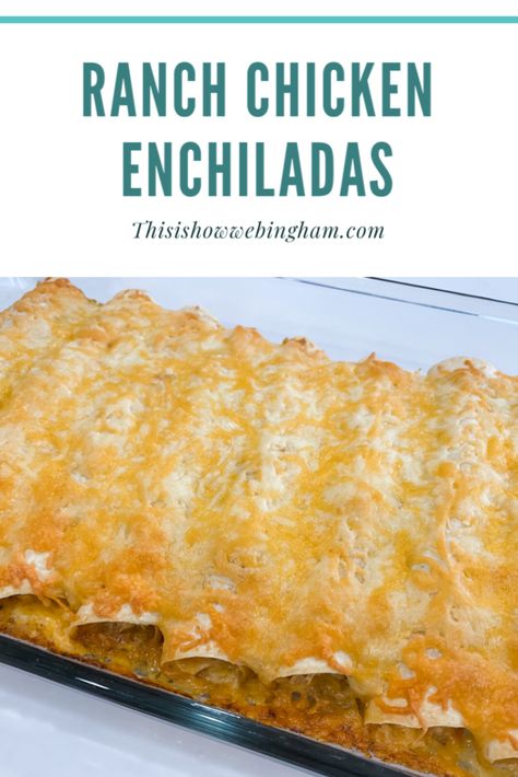 Ranch Enchiladas, Ranch Chicken Enchiladas, Chicken Casserole Dinners, Chicken Ranch, Mexican Meals, Hispanic Food, Ranch Chicken, Enchilada Recipes, Chicken Recipes Casserole