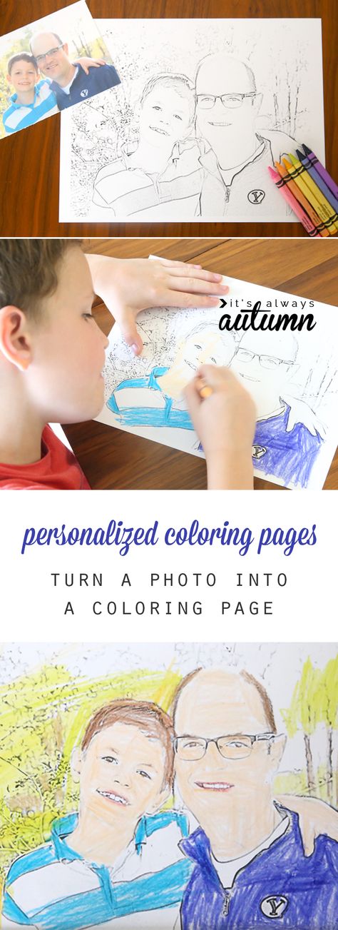 This is completely awesome: you can turn any photo into a personalized coloring… Coloring Printables, A Coloring Page, Diy Wedding Backdrop, Wedding Signs Diy, Fun Summer Activities, Daycare Ideas, Summer Activity, Kid Craft, Mason Jar Crafts Diy