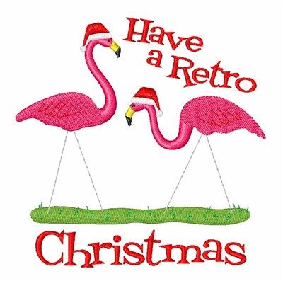 Retro Christmas Machine Embroidery Design | Hopscotch Flamingo Cookies, Flamingo Quilt, Bird Sketches, Flamingos Quote, Flamingo Embroidery, Craft Signs, Christmas Machine Embroidery, Christmas Flamingo, Vintage Embroidery Transfers