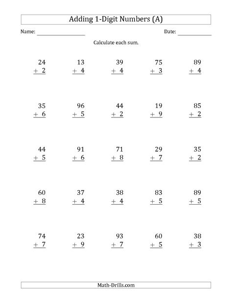 The 2-Digit Plus 1-Digit Addition with SOME Regrouping (A) math worksheet from the Addition Worksheet page at Math-Drills.com. Prekindergarten Activities, Ks1 Maths Worksheets, Addition With Regrouping Worksheets, Subtraction With Regrouping Worksheets, Math Fact Worksheets, Double Digit Addition, Math Addition Worksheets, Math Drills, Math Sheets