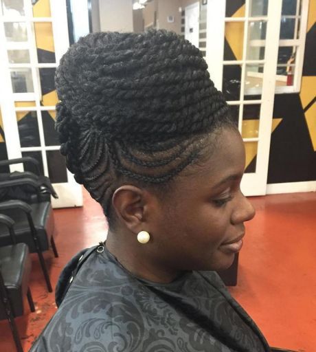 Black Updo With Cornrows And Twists Cornrows And Twists, Updo Hairstyles For Black Women, Black Updo, Black Hair Updo Hairstyles, Natural Hair Twist Out, Trending Hair, Twisted Updo, Natural Hair Twists, Updo Hairstyles