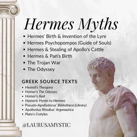 I’m excited to share a post dedicated to Hermes, a timeless and favourite god of mine! Hermes was an important god in Ancient Greece, known for guiding travelers, protecting trade, and carrying messages between the gods and humans. He also helped guide souls to the afterlife as Hermes Psychopompos, and represented change, communication, and connection in everyday life. He still remains a hugely influential god to many practicing Hellenic Polytheists, and his legacy lives on through stories, ... Hermes Greek God Art, Mercury God, Hermes Greek God, Hermes Mythology, Hesiod Theogony, Hermes And Apollo, Hermes Art, Hermes Mercury, Hermes God