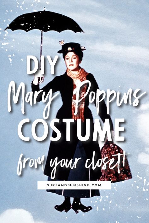 How to #DIY an amazing #MaryPoppins #Costume Right From Your Closet via @jeanabeena Diy Mary Poppins Costume, Mary Poppins Halloween Costume, Umbrella Costume, Mary Poppins Outfit, Merry Poppins, Mary Poppins Hat, Mary Costume, Mary Poppins Costume, Easy Halloween Costumes For Women