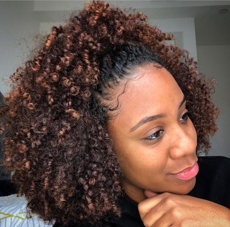 Chestnut Hair On Black Women, Highlights On 4c Natural Hair, Highlight Afro Hair, Highlight Tips Of Hair, Highlighted Natural Hair Black Women, Afro Balayage, Chocolate Brown Balayage On Black Hair Caramel Highlights, Type 4 Hair Dye Ideas, Natural Hair Highlights 4c