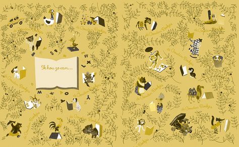 1950 endpapers - adapted 2010 Vintage Book Art, Question Marks, Animal Adaptations, Dollhouse Books, Golden Books, Mini Doll House, Modern Books, Picture Books Illustration, Night Forest