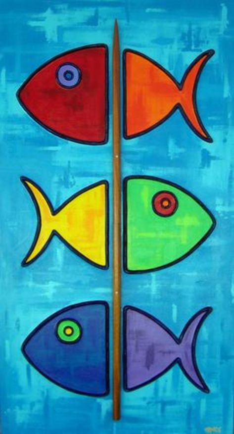 Trin For Trin Tegning, Soyut Sanat Tabloları, Fish Painting, Fish Art, Whimsical Art, Fabric Painting, 그림 그리기, Abstract Art Painting, Doodle Art