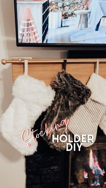 Command Hook Stocking Holder, Ladder Stocking Holder Diy, Ways To Hang Stockings On Mantle, Diy Stocking Holder For Wall, Diy Stocking Holder Mantle, How To Hang Stockings Without A Mantle, Hang Stockings Without Mantle, How To Hang Stockings With No Fireplace, Stocking Holders Diy