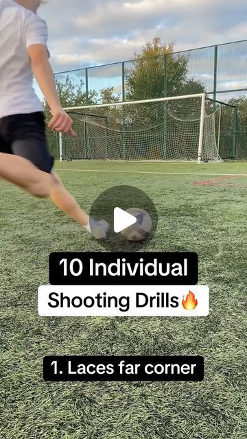 ElevatePerformance on Instagram: "10 Individual Shooting drills for Footballers🔥  Here’s 10 shooting drills that footballers can do individually! All of these drills work on a different aspect of finishing but can be equally as effective at sharpening your technique💪🏻  With all of these drills, I like to perform 6-10 reps on one foot before repeating on the other side! Make sure to perform them at a high intensity and make them as match-realistic as possible⚽️  #football #soccer #footballtraining #soccertraining #footballdrills #soccerdrills #finishingdrills #shootingdrills #finishing" Soccer Individual Training, Football Footwork Drills, Soccer Ladder Drills, Soccer Finishing Drills, Individual Soccer Drills, Finishing Drills Soccer, Shooting Drills Soccer, Soccer Drills For Beginners, Midfielder Soccer