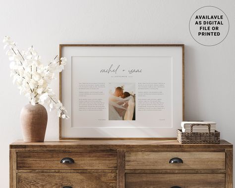 🤍 Preserve the memories of your special day with this beautiful, personalized wedding vow keepsake. Each piece is handmade and customized with your own wedding vows, making it a one-of-a-kind and meaningful addition to any room in your home. The perfect way to remind yourself of the love and promises you made to each other on your wedding day. ▪ Handmade and personalized with your own wedding vows ▪ Available in a variety of colors and styles to match your wedding theme ▪ High-quality materials Our Vows Framed, Vows Keepsake Ideas, Wedding Vow Keepsake, Vow Keepsake Ideas, Wedding Keepsake Ideas, Framed Wedding Vows, Framed Vows, Vows Keepsake, Vow Keepsake