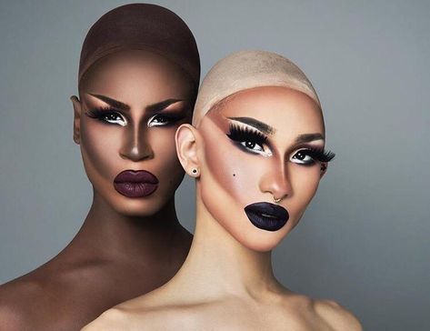 Shea Couleé and her drag daughter Kenzie Couleè • RuPaul's Drag Race • Season 9 Shea Coulee, Drag Make-up, Drag Queen Makeup, Drag Makeup, Queen Makeup, Rupaul's Drag Race, Baddie Makeup, Contour Makeup, Rupauls Drag Race