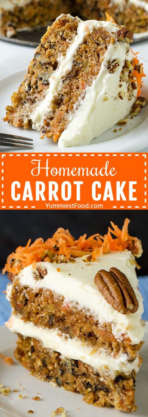 HOMEMADE CARROT CAKE – This easy Carrot cake recipe is rich, moist and delicious Cheese Lava Cake, Mug Cake Nutella, Carrot Cream Cheese, Carrot Cake Recipe Homemade, Yummiest Food, Lava Cake Recipe, Carrot Cake Recipe Easy, Soup Crockpot, Homemade Carrot Cake