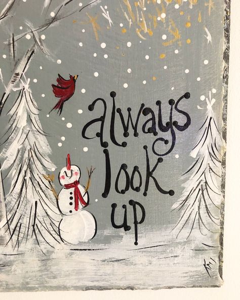 Slate Tile Crafts, Snowmen Ideas, Slate Painting, Paver Ideas, Snowmen Crafts, Holiday Planter, Painted Slate, Snowman Decor, Christmas Paintings On Canvas