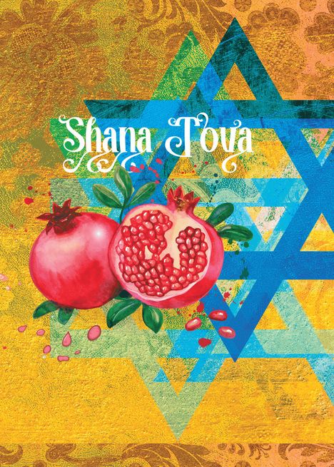 Passover Illustration, Shana Tova Cards, Rosh Hashana Crafts, Shana Tovah, Judaica Paintings, Jewish Greetings, Jewish Holiday Cards, Rosh Hashanah Greetings, Happy Rosh Hashanah