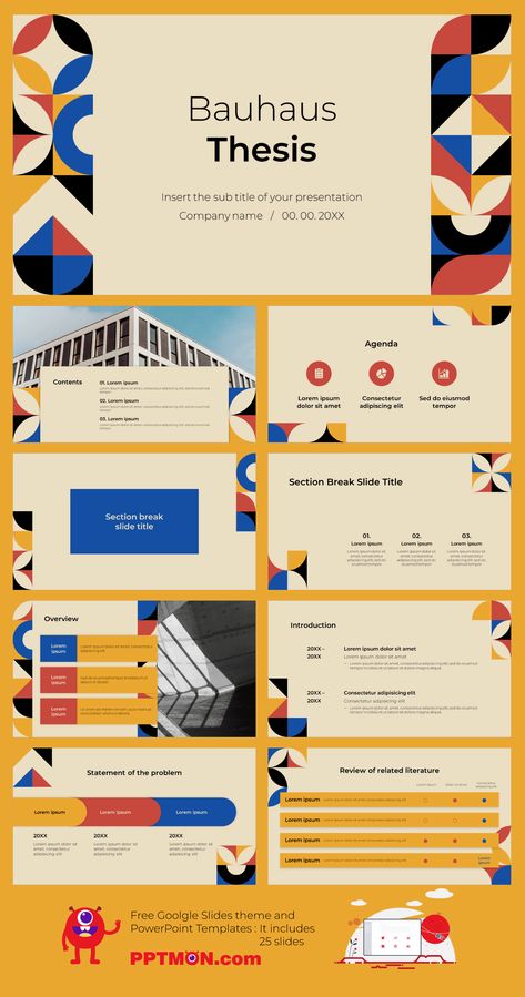 Bauhaus Style Thesis Free Presentation Background Design : It includes 25 slides – This theme makes it easy to create professional Google Slides Theme and PowerPoint Template.

#FREEPPTTEMPLATE, #PPTDESIGN, #POWERPOINTDESIGN, #POWERPOINTTEMPLATE, #GOOGLESLIDES, #GOOGLESLIDESTHEME, #GOOGLEPRESENTATION, #PRESENTATIONDESIGN, #FREEPOWERPOINTTEMPLATES Professional Presentation Template, Powerpoint Creative Design, Google Slides Presentation Design, Geometric Powerpoint Design, Bauhaus Layout Design, Abstract Presentation Design, Geometric Presentation Design, Slides Design Presentation, Power Point Slide Design