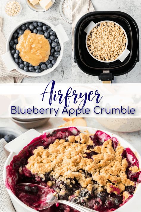 Easy Air Fryer Recipes Healthy, Air Fryer Blueberry, Easy Air Fryer Recipes, Air Fryer Recipes Dessert, Quick Dessert Recipes, Air Fried Food, Air Fryer Oven Recipes, Blueberry Crumble, Dessert Easy