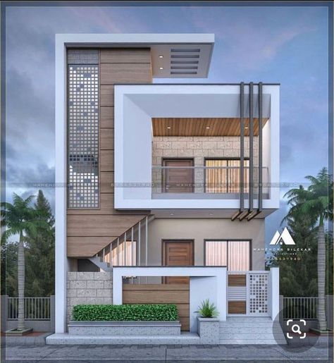 2 Story House Elevation Modern, Balcony Elevation Ideas, 2 Cent House Plan, Boundry Wall Front Elevation, Modern House Outer Design, Duplex House Elevation, Boundry Wall, House Design 3d, House Structure Design