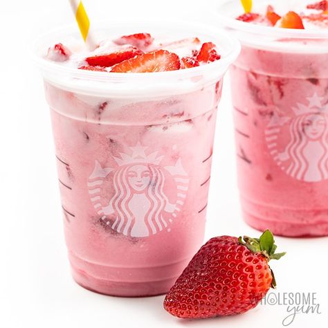 Keto Pink Drink, Pink Drink Recipe, Starbucks Pink Drink Recipe, Pink Drink Starbucks, Pink Drink Recipes, Passion Fruit Tea, Strawberry Simple Syrup, Strawberry Acai Refresher, White Cranberry Juice