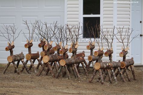 Image result for log reindeer yard decorations Wooden Yard Decorations, Outdoor Christmas Reindeer, Log Reindeer, Christmas Reindeer Lights, Outdoor Reindeer, Christmas Deer Decorations, Reindeer Diy, Christmas Lawn Decorations, Wood Reindeer