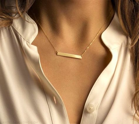 Perfect Bar, Trendy Jewerly, Bar Necklace Personalized, Necklace Layered, Gold Bar Necklace, Plate Necklace, Silver Jewels, Custom Name Necklace, Layered Jewelry