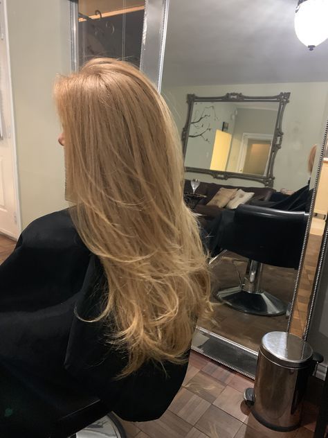 Hair Inspo Layers Straight, Blonde Hair Inspo Long Layers, Layers On Long Blonde Hair, Loose Layers Hair, Long Golden Blonde Hair With Layers, Long Layers Styled, Long Blonde Hair Haircuts, Long Light Blonde Hair With Layers, Creamy Blonde Layered Hair