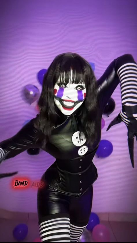 Marionette Halloween Costume, Fnaf Puppet Costume, Marionette Fnaf Makeup, Fnaf Puppet Makeup, Puppet Fnaf Makeup, Marionette Fnaf Cosplay, Puppet Halloween Costume, Cosplay Ideas Female, Fnaf The Puppet