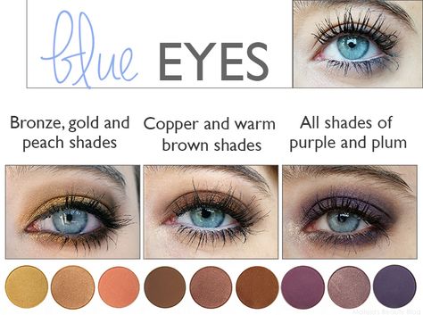 Mateja's Beauty Blog: Colours that Emphasize your Eyes Younique Eyeshadow, Maquillage Yeux Cut Crease, Blue Eyes Pop, Eyeshadow Tips, Cute Eyeshadow Looks, Eyeshadow For Blue Eyes, Behind Blue Eyes, Makeup 101, Maskcara Beauty