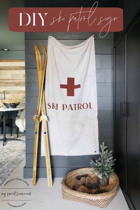 diy ski patrol pinterest pin sign Winter Ski Lodge, Cozy Ski Lodge, Ski Patrol, Cozy Diy, Cozy Winter Decor, Winter Decoration, Ski Lodge, Holiday Centerpieces, Ski Lift