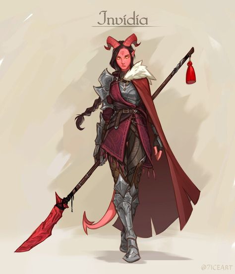 Tiefling Paladin Art, Paladin Tiefling, Dnd Fighter Character Design, Tiefling Paladin, Tiefling Female, Dnd Tiefling, Dnd Paladin, Evelynn League Of Legends, Pathfinder Character