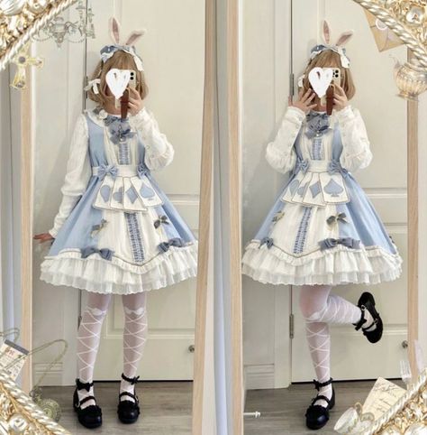 New Round Preorder: 【-The Wonderland in The Mirror-】 Series 

◆ Shopping Link >>> https://lolitawardrobe.com/search/?Keyword=The+Wonderland+in+The+Mirror
◆ New Color "Black" Available; Apron Is Available. Wonderland Inspired Outfits, Blue Harajuku Style Costume For Fantasy Events, Blue Princesscore Dress With Ruffles, Alice In Wonderland Outfit, Blue Harajuku Dress With Ruffles, Blue Fairy Kei Dress With Ruffles, Wonderland Dress, Outfit Reference, Alice In Wonderland Drawings