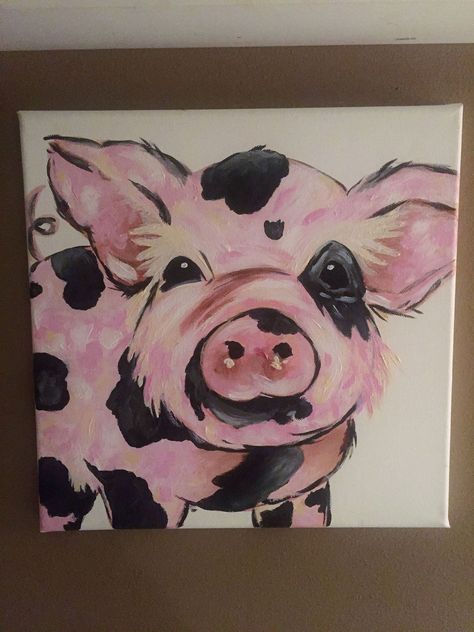 6 Farm Animals Paintings Canvases 48d408ff5cf9df1c4b8dcecaf354b1d7 Art Canvas Painting Ideas, Farm Animal Paintings, Farm Animal Painting, Animal Paintings Acrylic, Pig Painting, Pig Art, Paint Nite, Canvas Painting Ideas, Painting Canvases