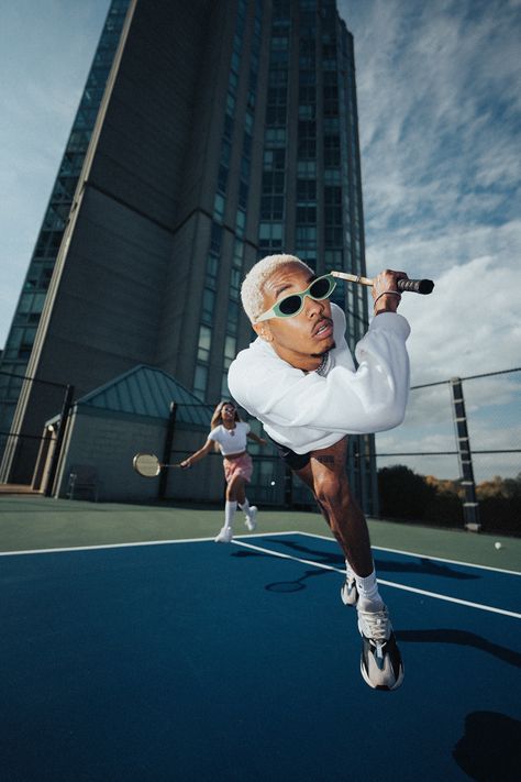 Tennis Court Photoshoot, Fisheye Photography, Tennis Photoshoot, Wide Angle Photography, Tennis Photography, Tennis Photos, Creative Fashion Photography, Playing Tennis, Creative Photoshoot Ideas