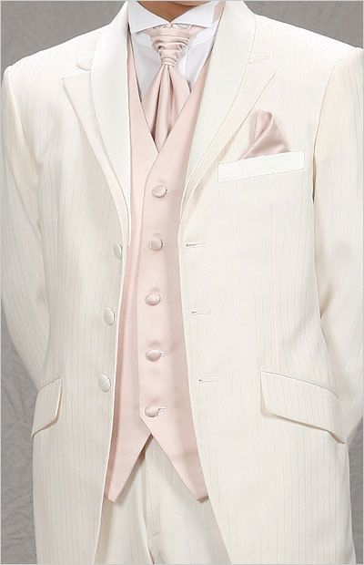 White And Pink Mens Suit, Ethereal Suits For Men, White Suit With Pink Tie, White Tux Pink Tie, Pink And White Suit Men, Fairytale Wedding Tuxedo, Pink Tuxedo Men Wedding, Mens White Wedding Suit, Pink And White Tuxedo