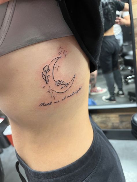 taylor swift lyrics moon tattoo flowers Its Time To Go Taylor Swift Tattoo, Meet Me At Midnight Tattoo, Taylor Swift Afterglow Tattoo, Midnight Tattoo Taylor Swift, Taylor Swift Haunted Tattoo, Taylor Swift Tattoo Symbol, Taylor Swift Tattoos Midnights, Taylor Swift Wonderland Tattoo, Moon Tattoo With Quote