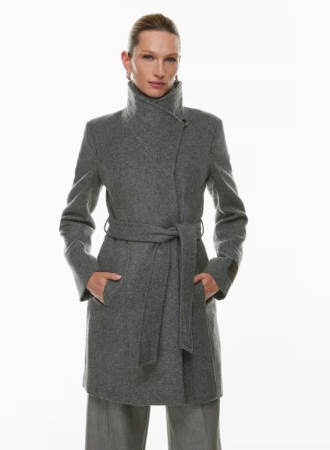 THE CONNOR COAT - Funnel-neck button-up melton wool wrap coat Aritzia Coat, Aritzia Jacket, Wool Wrap Coat, Wind Protection, Cocoon Coat, Free Jeans, Wool Coats, Wool Wrap, Wrap Coat