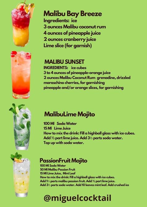 Make at home Simple Malibu Rum Drinks Recipes, Malibu Rum Drinks Recipes Pitcher, Fruity Alcohol Drinks To Order At A Bar, Beach Drinks Alcohol, Bay Breeze Drink, Mixed Drinks Alcohol Recipes, Rum Drinks Easy, Malibu Bay Breeze, Malibu Rum Drinks