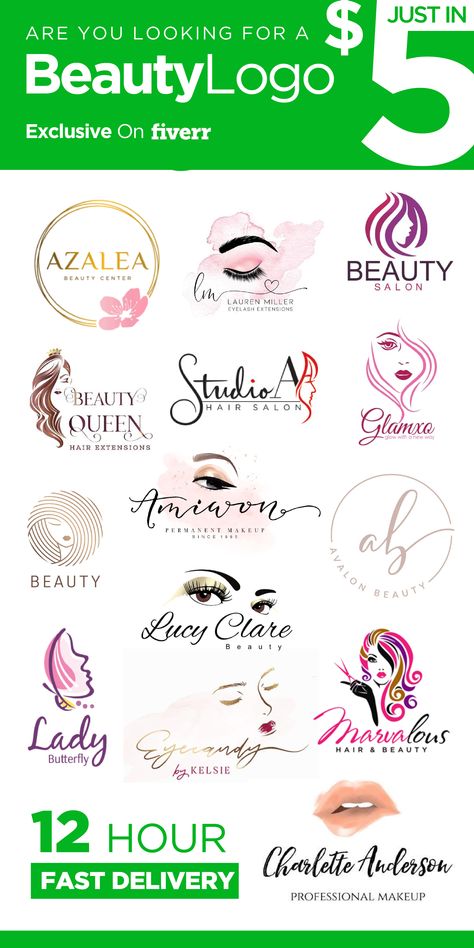 Beauty Product Logo Design Ideas, Beauty Parlour Logo Design Ideas, Logo For Hair Salon, Makeup Logo Design Graphics, Salon Logos Design, Beauty Parlour Name, Cosmetic Logo Design Beauty Products, Beauty Parlour Names Ideas, Hair Beauty Logo Design