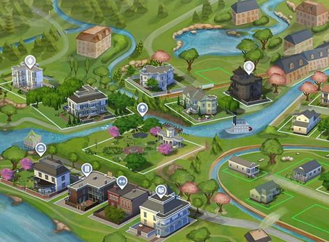 Willow Creek Map Replacement, Sims 4 Base Game Worlds, Sims4 Cc Worlds, Newcrest Sims 4 Ideas Map, Sims 4 Map Replacements Newcrest, Sims 4 Map Replacements Willow Creek, Willow Creek Sims 4 Map, Sims 4 Willow Creek Map Ideas, New Crest Sims 4 Map Ideas