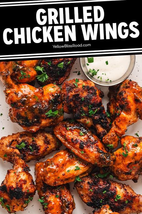 Grilled Chicken Wings Grilled Wings Marinade, Grilled Chicken Wings Marinade, Wings Recipe Grilled, Grilled Chicken Wings Recipe, Chicken Wing Marinade, Bbq Chicken Wings Recipe, Slow Cooker Chicken Wings, Chargrilled Chicken, Garlic Parmesan Chicken Wings