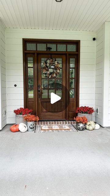 Amy Draper Darley on Instagram: "Comment SHOP below to receive a DM with the link to shop this post on my LTK ⬇ https://liketk.it/4Pvqm

🍁Front porch fall decor is done and I’m in love! These Amazon faux mums look SO REAL and are such great quality! Also, I am obsessed with our 5ft skeletons from Walmart!!! Let me know if you want to see how I decorated inside for Fall this year!

#falldecor #walmartfinds #amazonfinds #halloween #halloweendecor #fallporch #halloweenporch #fauxmums #mums" Faux Mums, Porch Fall Decor, Fall Front Porch Decor, Walmart Finds, Fall Front Porch, Halloween Porch, So Real, Fall Porch, Front Porch