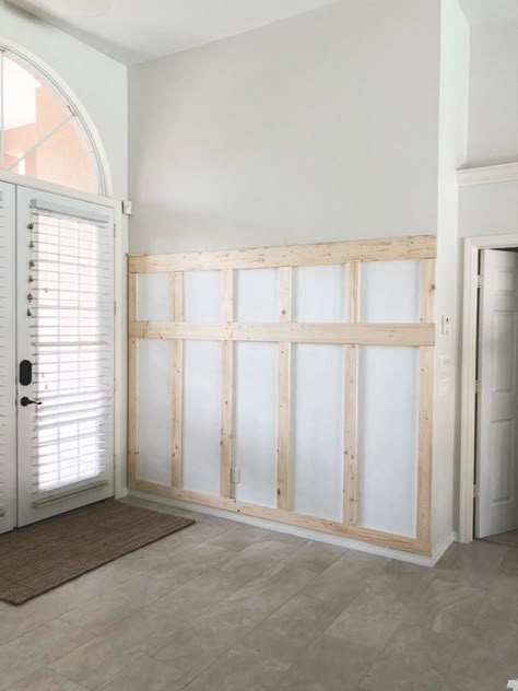 $100 board and batten entryway with hooks | House Mix Batten Wall Entryway, Board And Batten Wall Entryway, Diy Board And Batten Wall, Wall Entryway, Diy Board And Batten, Batten Wall, Board And Batten Wall, Diy Entryway, Entryway Wall