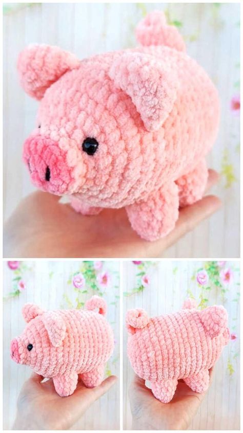 Crochet Spring Patterns, Pig Crochet Pattern, Pig Crochet, Crochet Dinosaur Patterns, Crochet Toys Free Patterns, Crochet Pig, Crochet Toys Free, Easy Crochet Animals, Crochet Cow