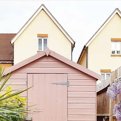 Pink Sheds, Pink Shed, Shed Paint Colours, Pink Fence, Plants Trellis, Child Friendly Garden, Painted Shed, Enjoy Your Evening, Furniture Upcycle