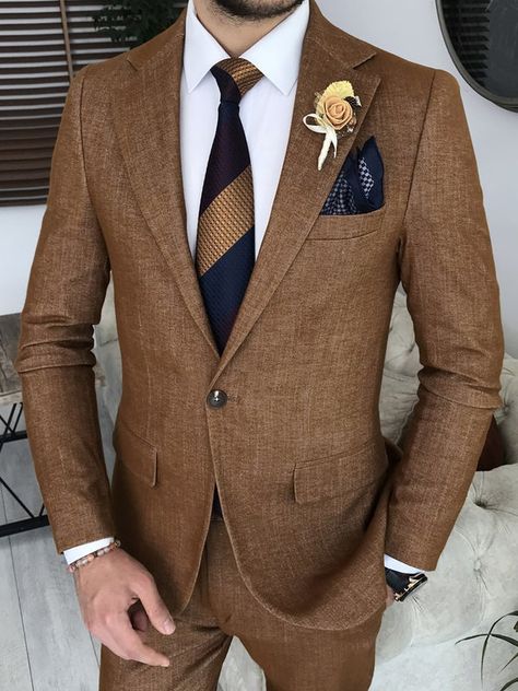 Brown Three Piece Suit, Suits Party Wear, Beach Wedding Groom, Party Wear Suits, Brown Suit, Summer Beach Wedding, Formal Fashion, Purple Suits, Wedding Suits Groom