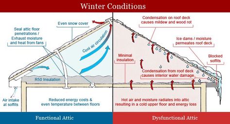 How insulation works and when you are not properly insulated Roof Problems, Roof Leak Repair, Blown In Insulation, Ice Dams, Finished Attic, Leaky Roof, Attic Ventilation, Ceiling Insulation, Roof Insulation