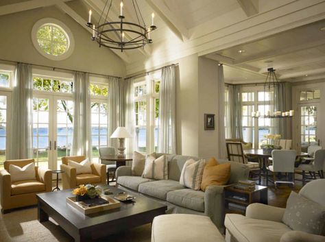 Something's Gotta Give House, Lots Of Windows, Coastal Living Rooms, Furniture Placement, Luxe Interiors, Lake Geneva, Interiors Design, Family Room Design, Geneva