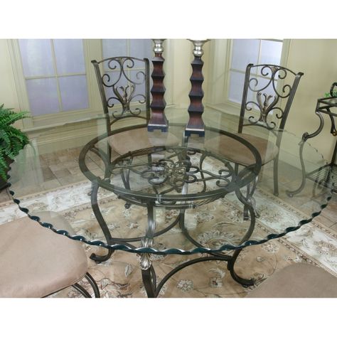 Glass Top Wrought Iron Dining Table - Foter Round Glass Kitchen Table, Wrought Iron Dining Table, Circle Dining Table, Glass Kitchen Tables, Iron Dining Table, Round Glass Table Top, Top Kitchen Table, Metal Dining Room, Round Glass Table